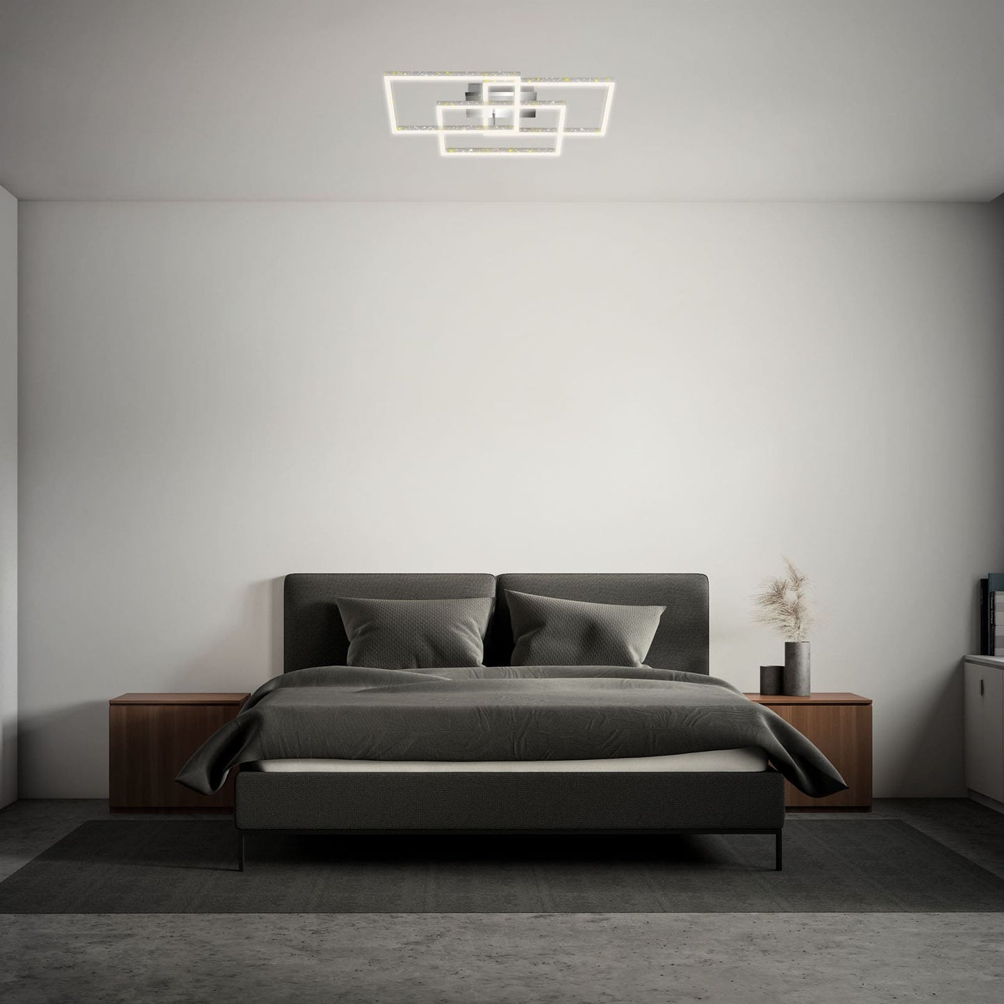 Lampada da soffitto LED Frame Briloner 57W 80x52 cm effetto glitter