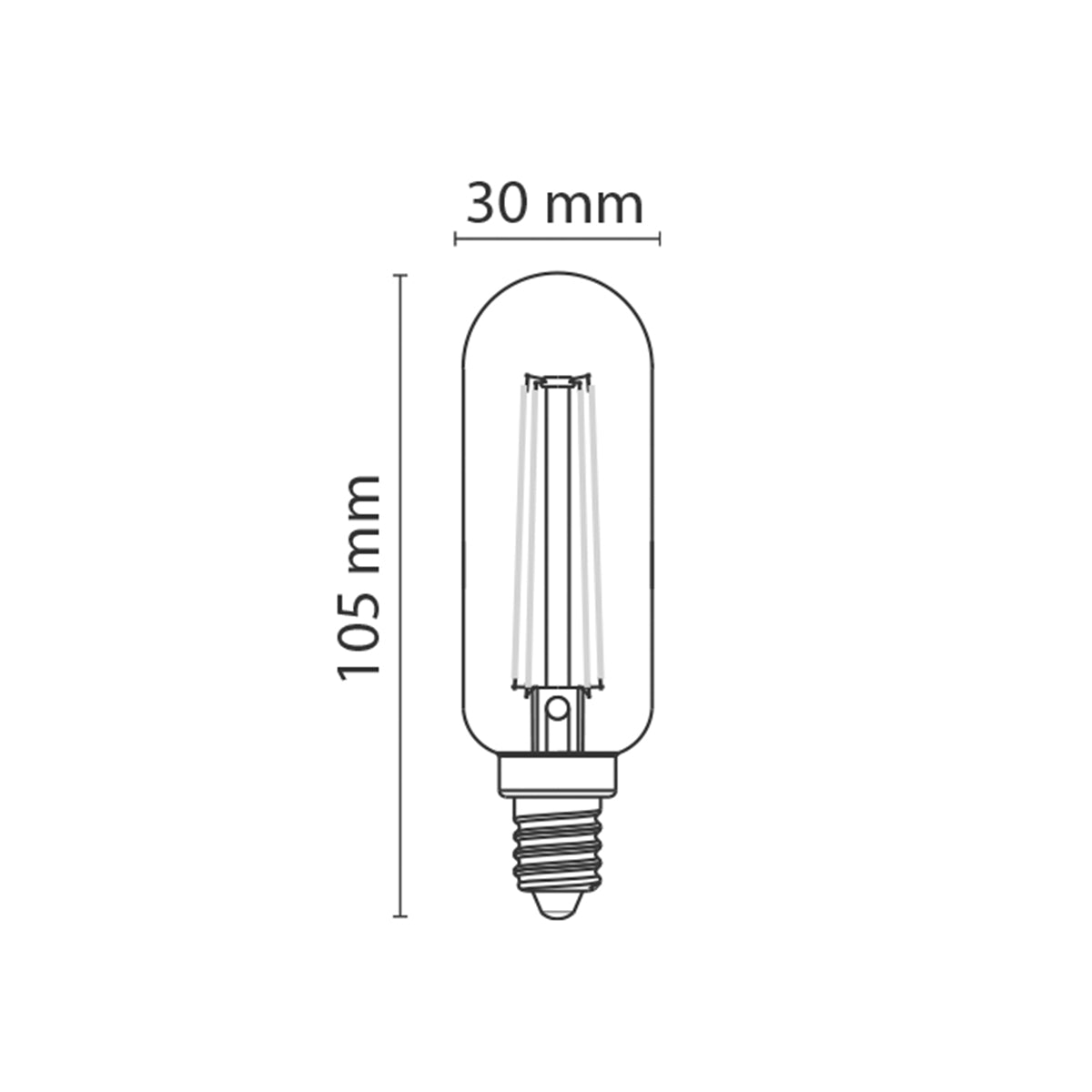 Lampadina tubolare LED E14 filamento chiaro T30 4000K 1100lm