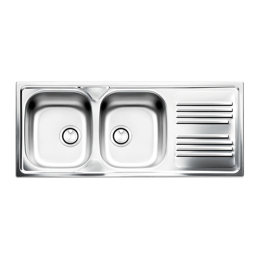 Lavello 2 vasche con gocciolatoio Apell Atmosfera 116x50 cm inox