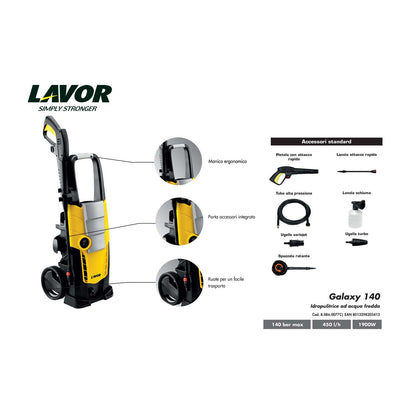 Lavor Galaxy 140 idropulitrice ad acqua fredda 140 bar 450 l/h