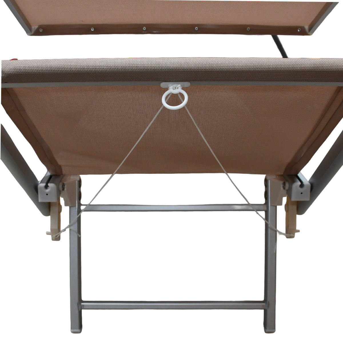 Lettino mare pieghevole in alluminio con parasole beige 189x61x38 cm