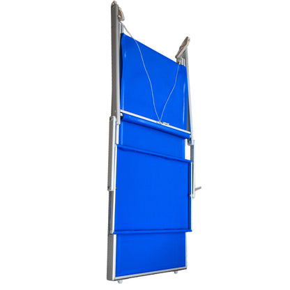 Lettino mare pieghevole in alluminio con parasole blu 189x61x38 cm