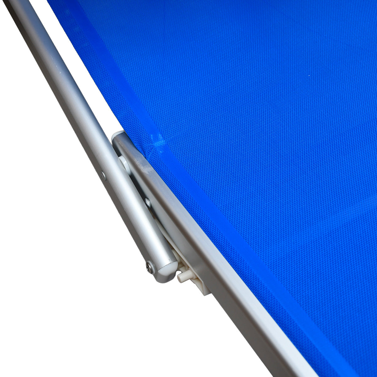Lettino mare pieghevole in alluminio con parasole blu 189x61x38 cm