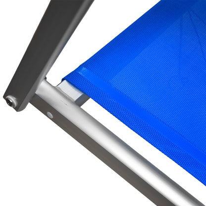 Lettino mare pieghevole in alluminio con parasole blu 189x61x38 cm