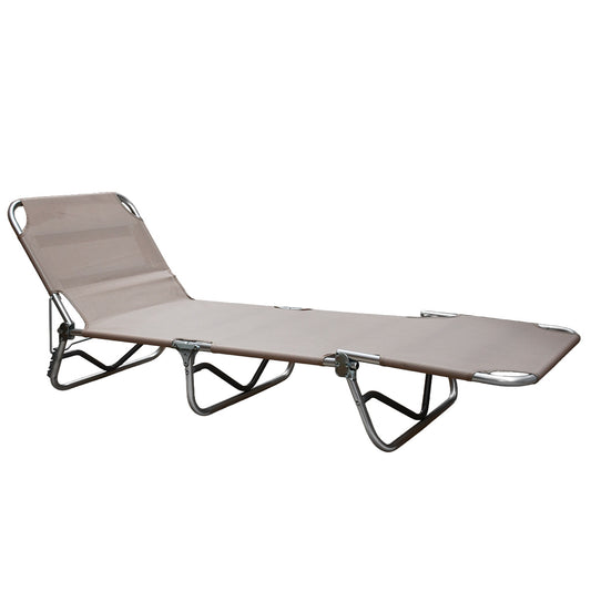 Lettino prendisole da mare pieghevole in alluminio beige 190x58x25 cm