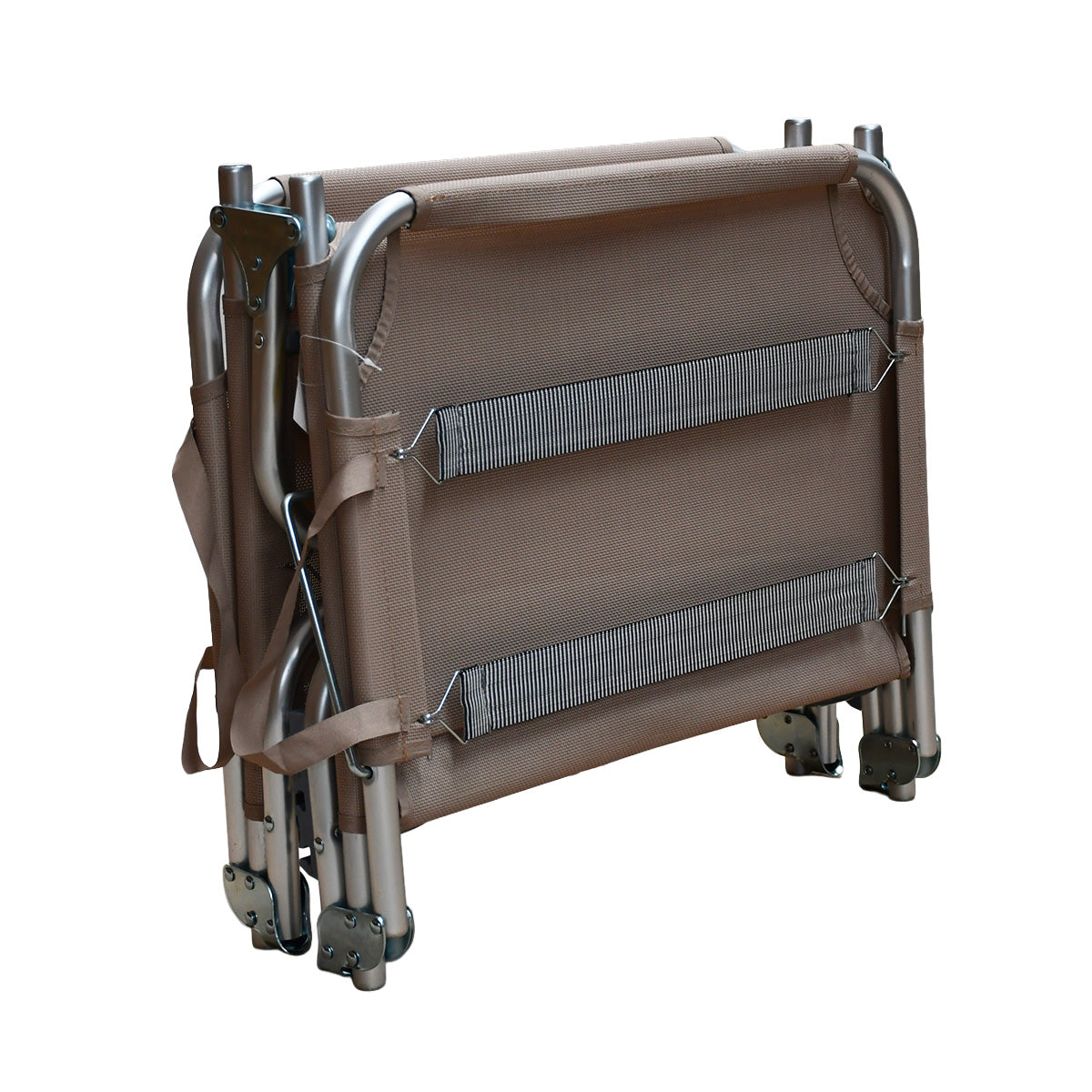 Lettino prendisole da mare pieghevole in alluminio beige 190x58x25 cm