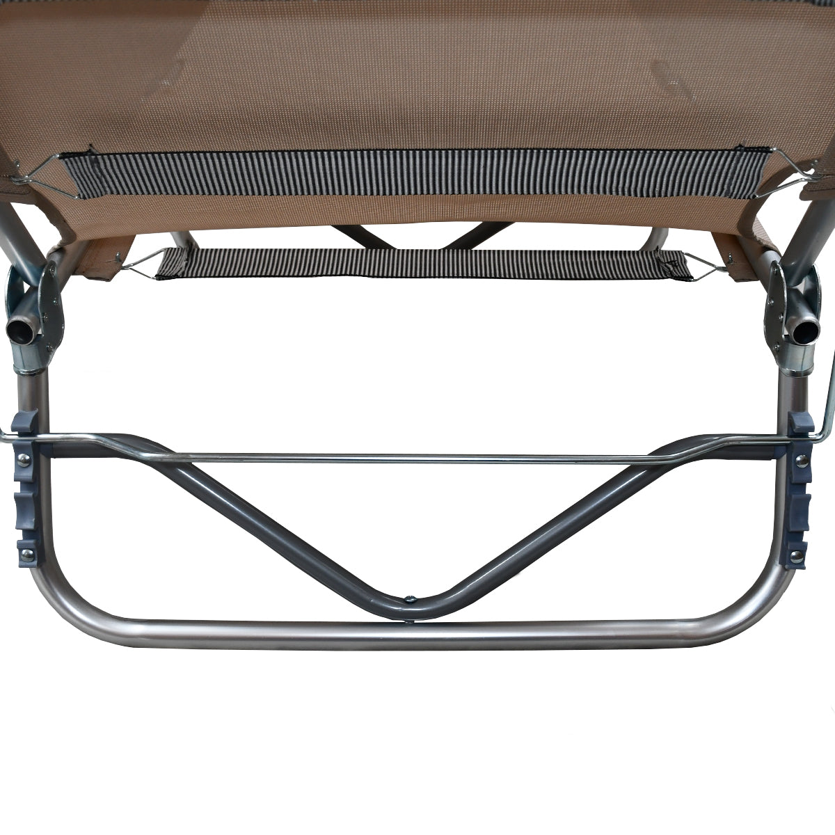 Lettino prendisole da mare pieghevole in alluminio beige 190x58x25 cm