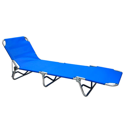 Lettino prendisole da mare pieghevole in alluminio blu 190x58x25 cm