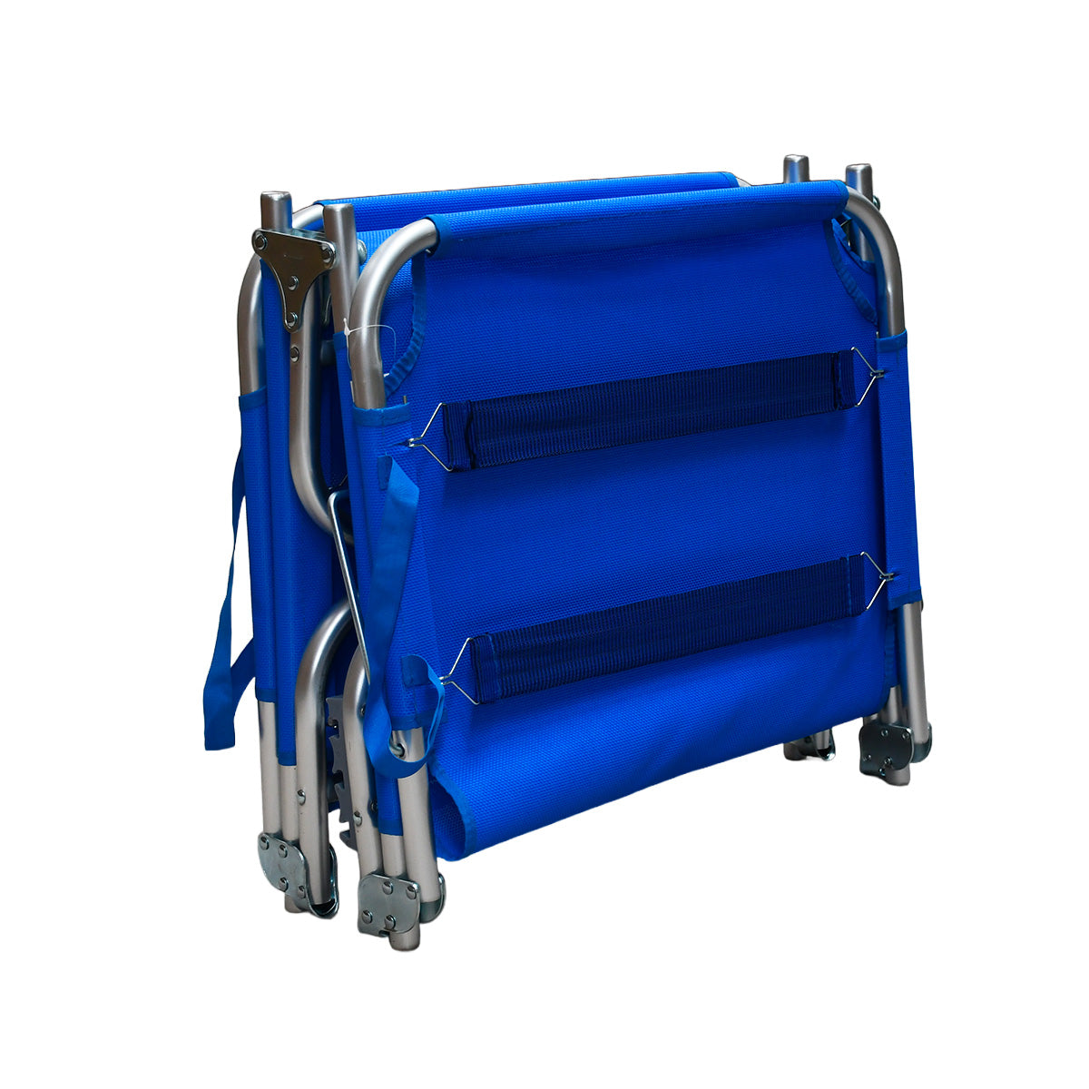Lettino prendisole da mare pieghevole in alluminio blu 190x58x25 cm