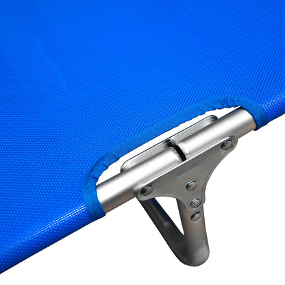 Lettino prendisole da mare pieghevole in alluminio blu 190x58x25 cm