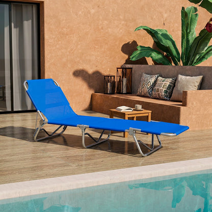 Lettino prendisole da mare pieghevole in alluminio blu 190x58x25 cm