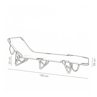 Lettino prendisole da mare pieghevole in alluminio blu 190x58x25 cm