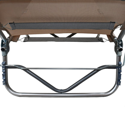 Lettino prendisole da mare pieghevole in alluminio con parasole beige 190x58x25 cm