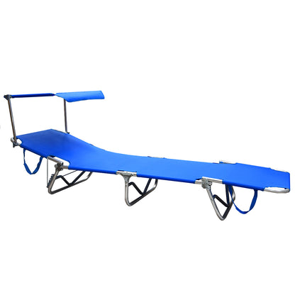 Lettino prendisole da mare pieghevole in alluminio con parasole blu 190x58x25 cm