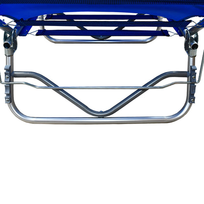 Lettino prendisole da mare pieghevole in alluminio con parasole blu 190x58x25 cm