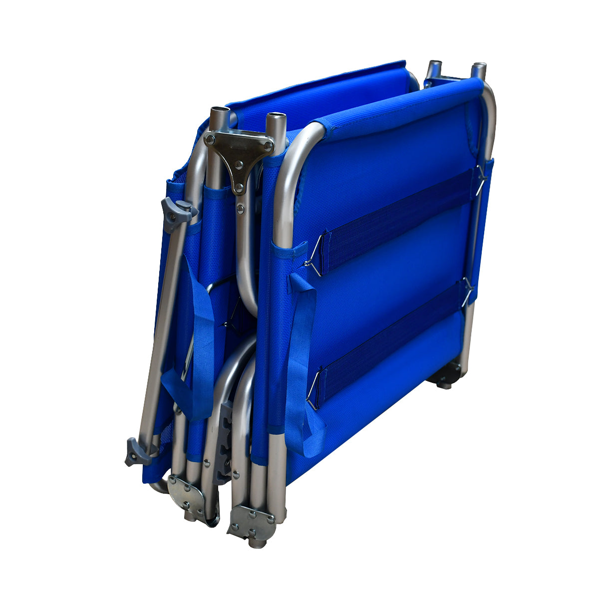 Lettino prendisole da mare pieghevole in alluminio con parasole blu 190x58x25 cm
