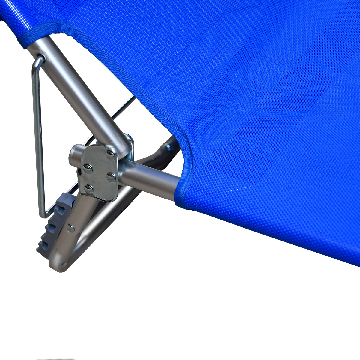 Lettino prendisole da mare pieghevole in alluminio con parasole blu 190x58x25 cm