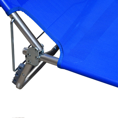 Lettino prendisole da mare pieghevole in alluminio con parasole blu 190x58x25 cm