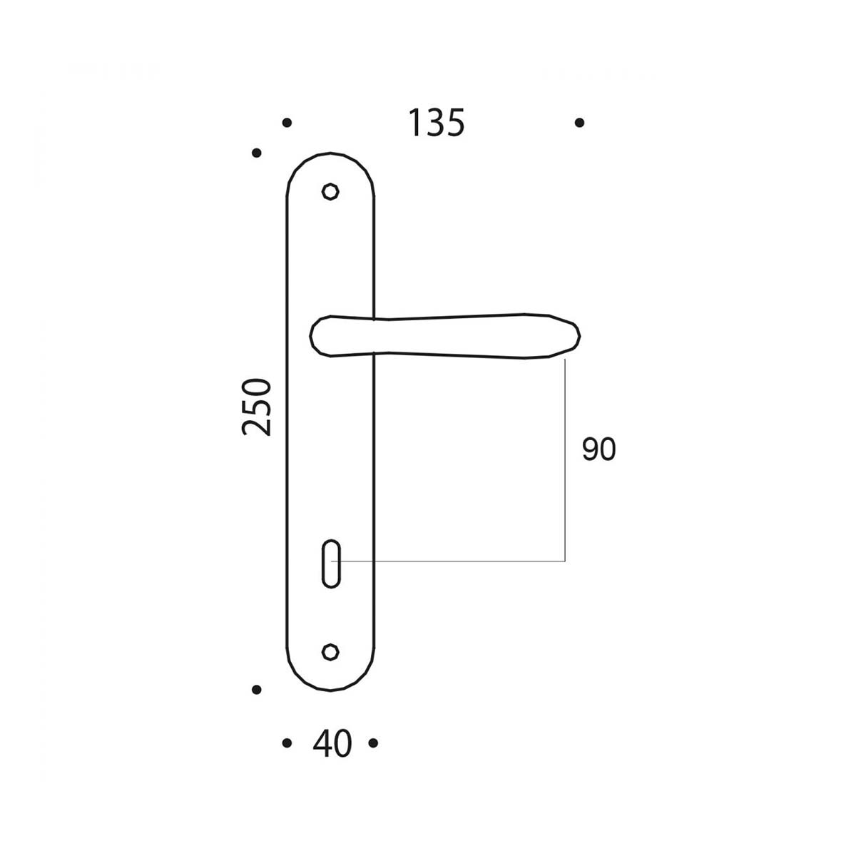 Maniglia per porta battente oro plus con placca interasse 90mm Colombo Robot
