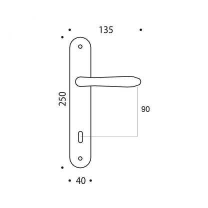 Maniglia per porta battente oro plus con placca interasse 90mm Colombo Robot