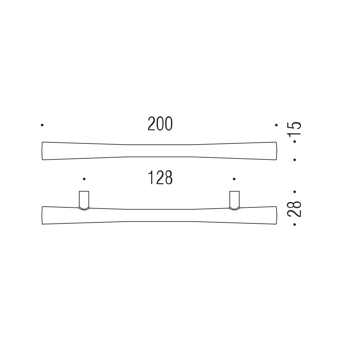 Maniglia per mobile cromo 200X15mm interasse 128mm Colombo Formae