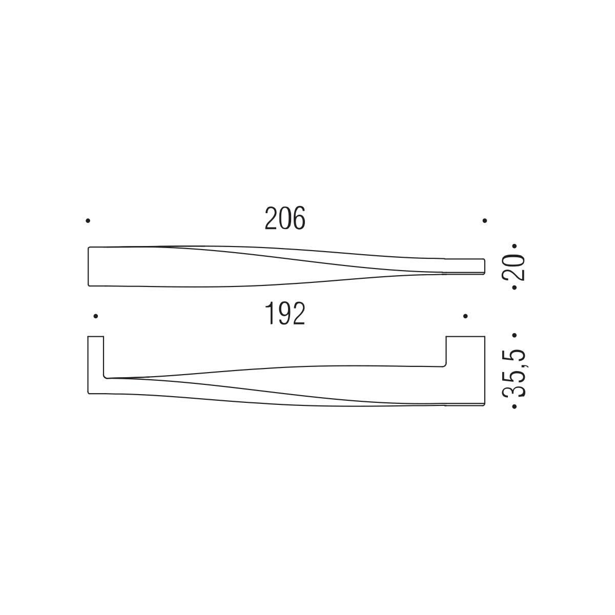 Maniglia per mobile cromo 206x20mm interasse 192mm Colombo Formae