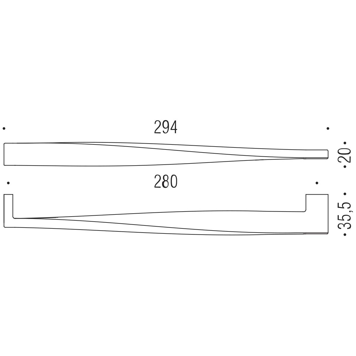 Maniglia per mobile cromo 294x20mm interasse 280mm Colombo Formae