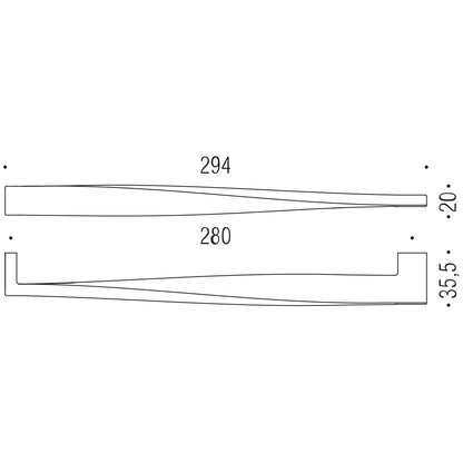 Maniglia per mobile cromo 294x20mm interasse 280mm Colombo Formae