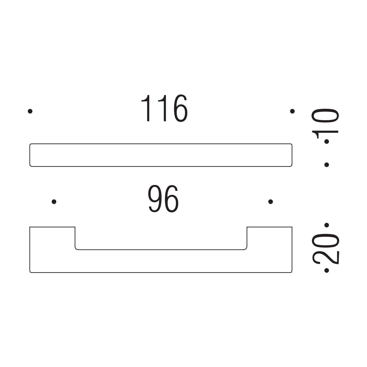 Maniglia per mobile cromo 116x10mm interasse 96mm Colombo Formae