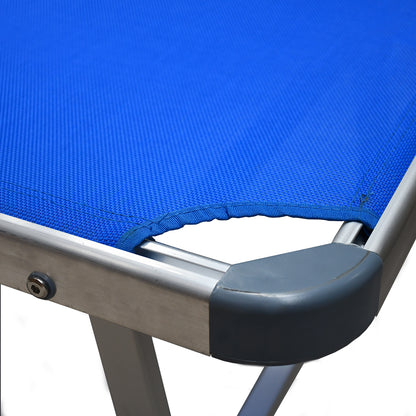 Lettino prendisole con parasole pieghevole blu 180x72x40 cm