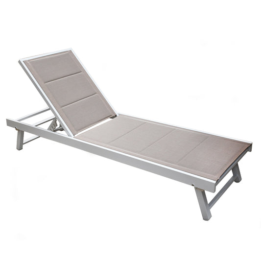 Lettino prendisole pieghevole tortora 187x64x30 cm