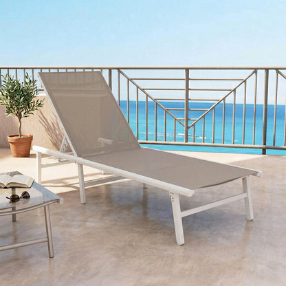 Lettino prendisole da mare pieghevole beige 188x61x32cm