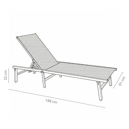 Lettino prendisole da mare pieghevole beige 188x61x32cm
