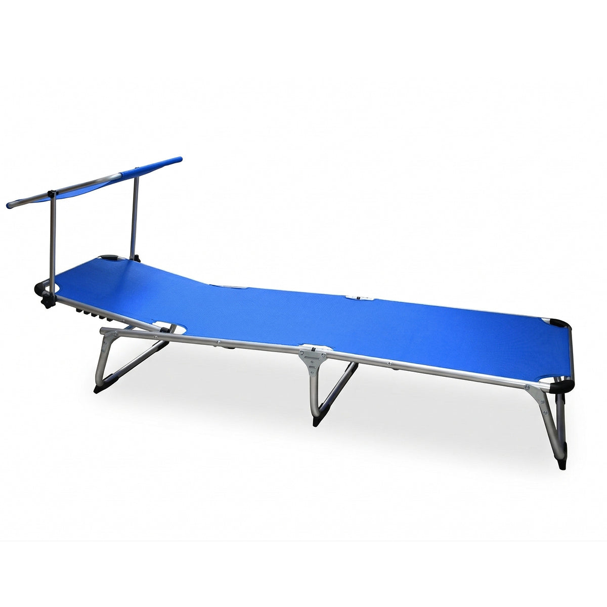 Lettino prendisole da mare pieghevole in alluminio blu 190x58x25 cm