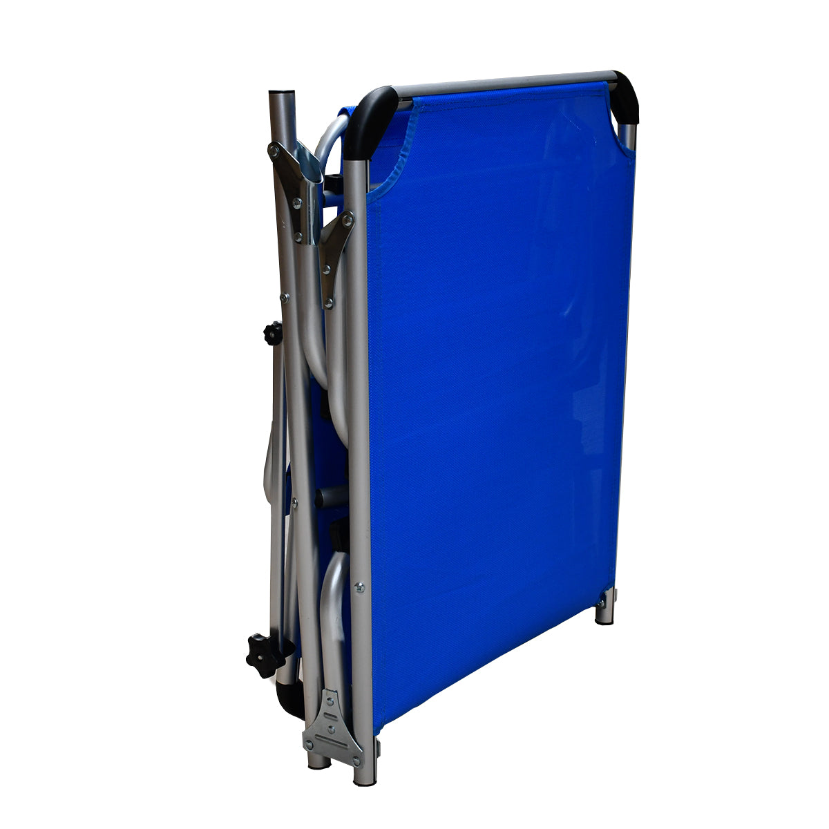 Lettino prendisole da mare pieghevole in alluminio blu 190x58x25 cm