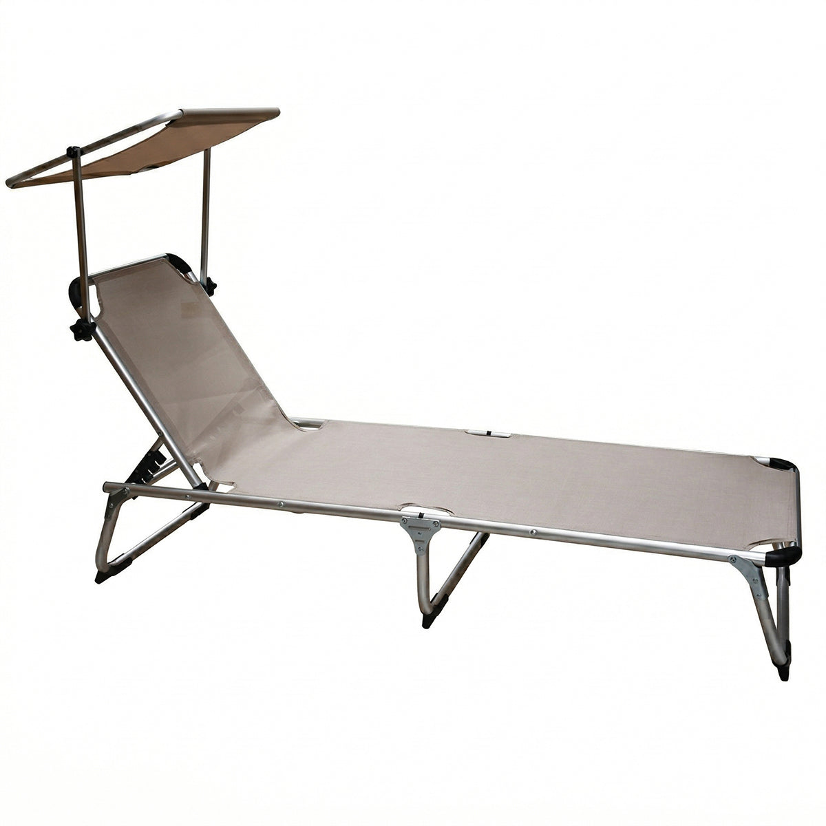 Lettino prendisole da mare pieghevole in alluminio beige 190x58x25 cm