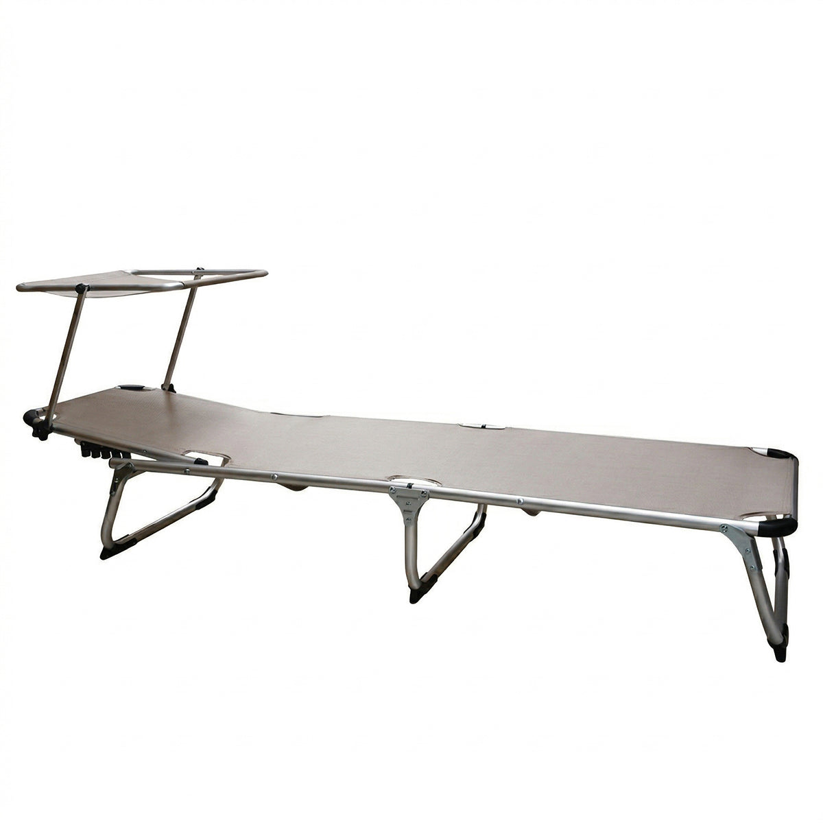 Lettino prendisole da mare pieghevole in alluminio beige 190x58x25 cm