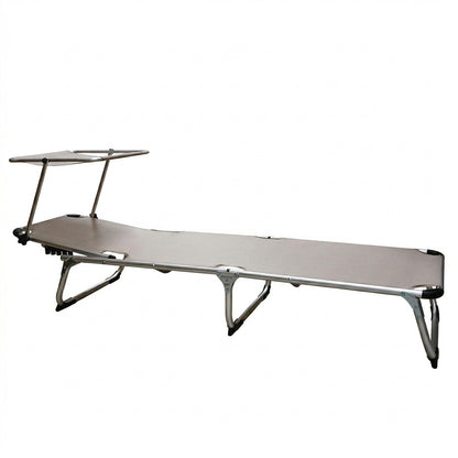 Lettino prendisole da mare pieghevole in alluminio beige 190x58x25 cm