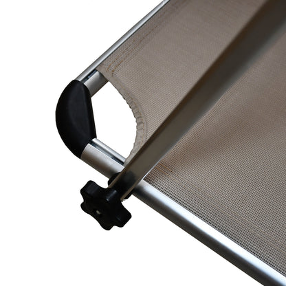 Lettino prendisole da mare pieghevole in alluminio beige 190x58x25 cm