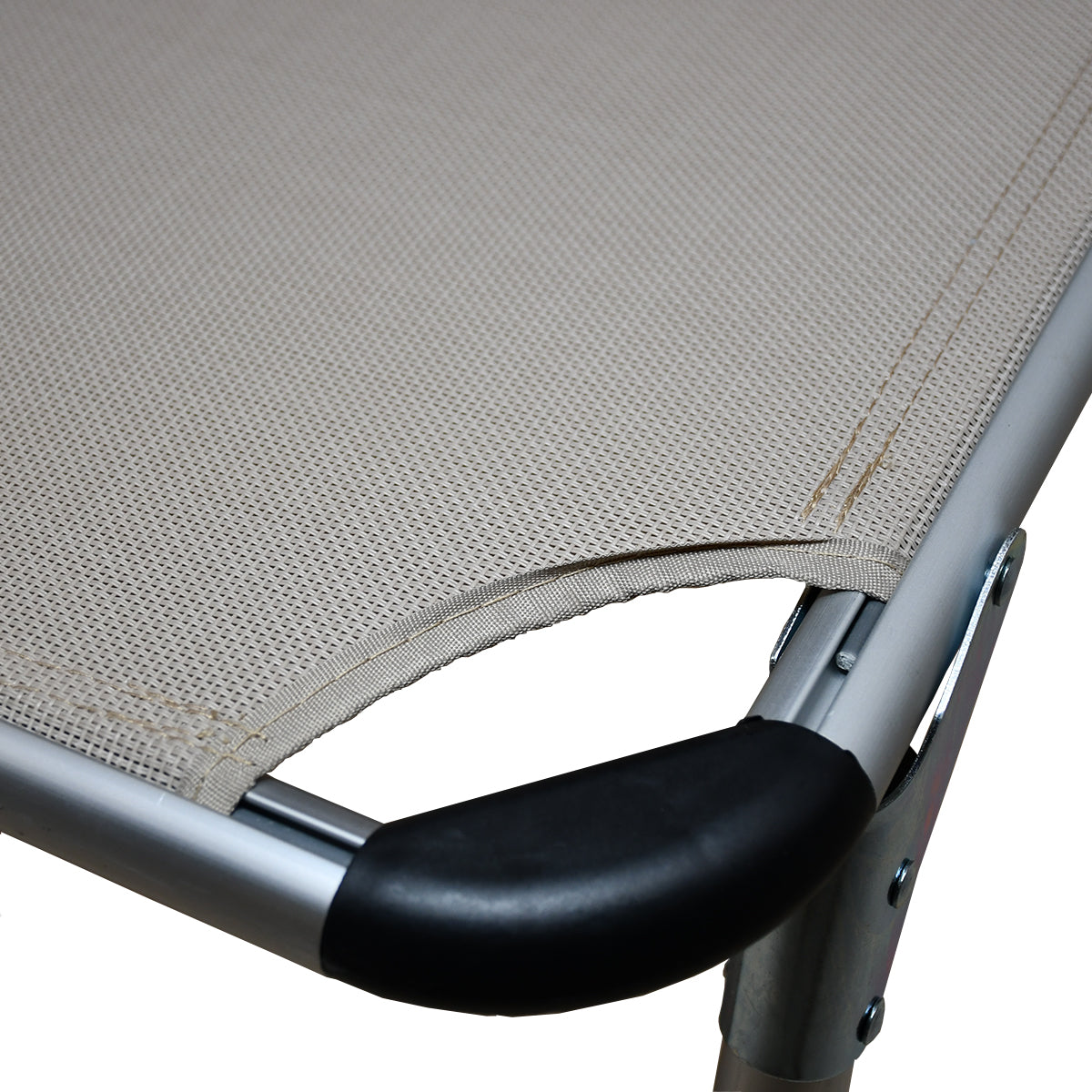 Lettino prendisole da mare pieghevole in alluminio beige 190x58x25 cm
