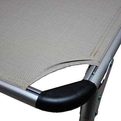 Lettino prendisole da mare pieghevole in alluminio beige 190x58x25 cm