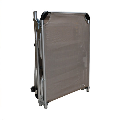 Lettino prendisole da mare pieghevole in alluminio beige 190x58x25 cm