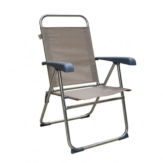 Sdraio da mare pieghevole beige con supporto 58x60x36-95 cm