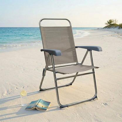 Sdraio da mare pieghevole beige con supporto 58x60x36-95 cm