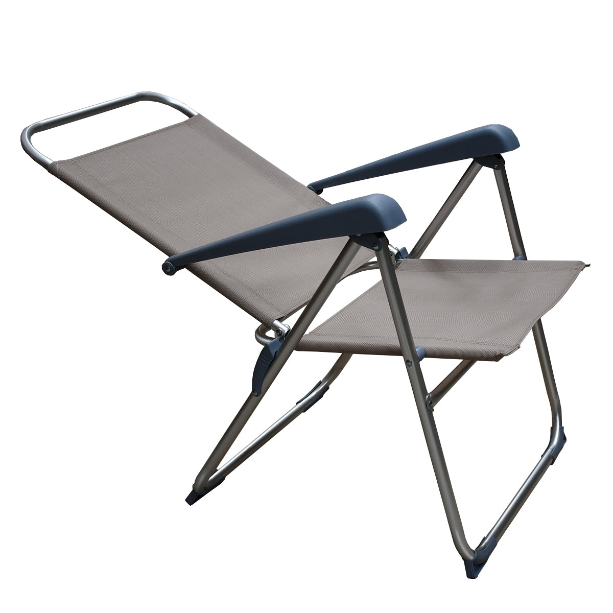 Sdraio da mare pieghevole beige con supporto 58x60x36-95 cm