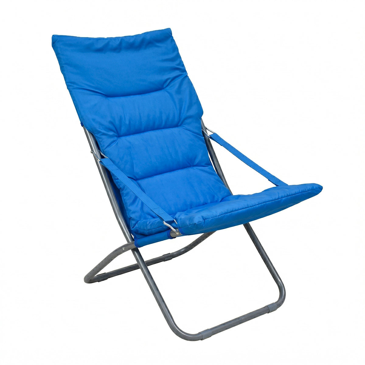 Sedia sdraio pieghevole imbottita in alluminio blu 63x77x90 cm