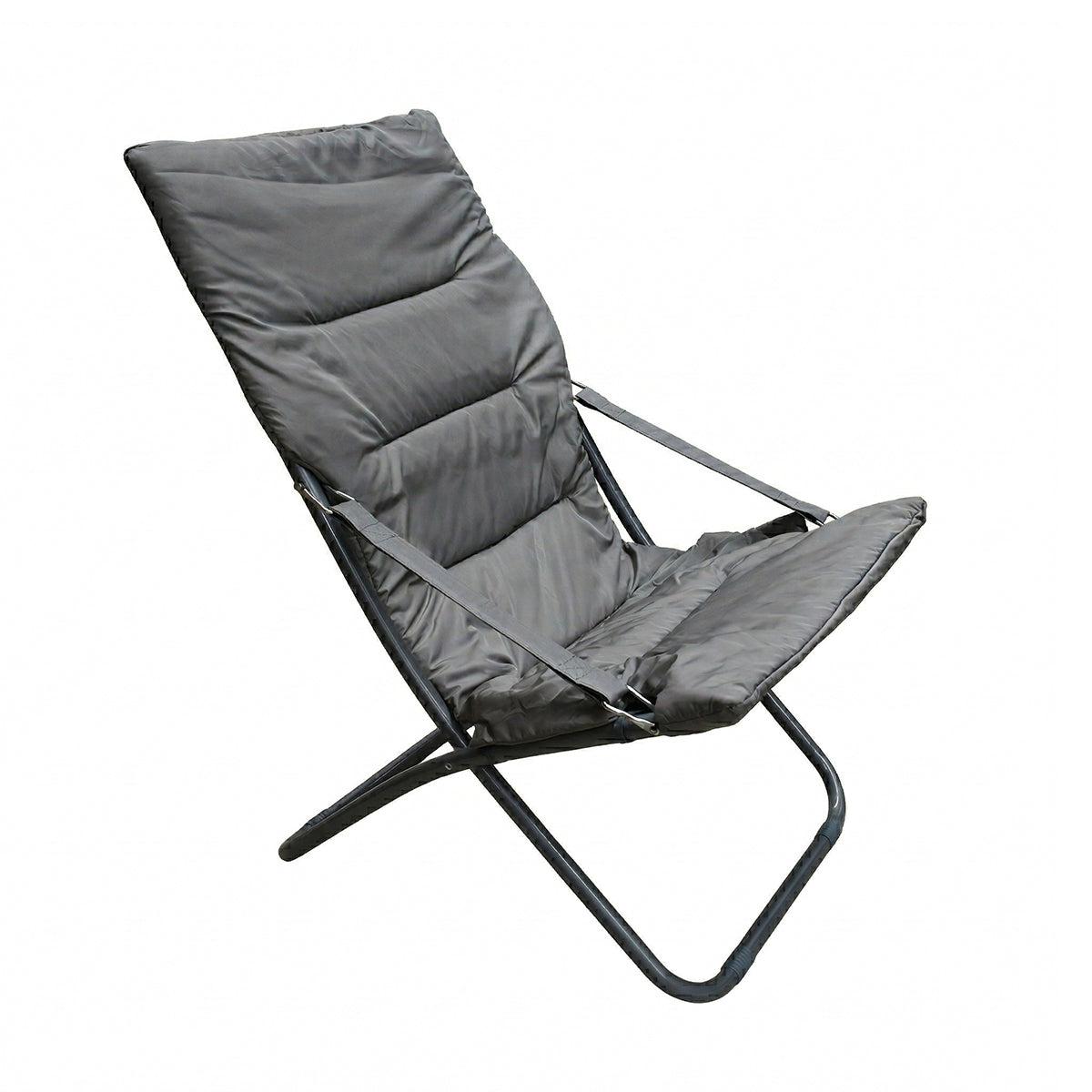 Sedia sdraio pieghevole imbottita in alluminio grigia 63x77x90 cm