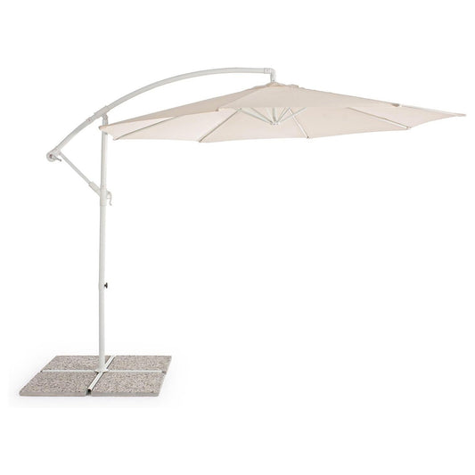 Ombrellone a braccio da giardino Saranda 3x3 mt metallo tortora e bianco