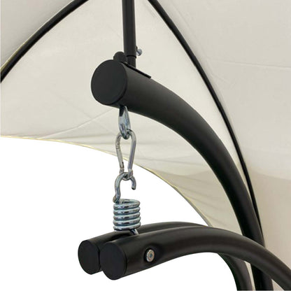 Poltrona dondolo da esterno con parasole ecrù Larissa