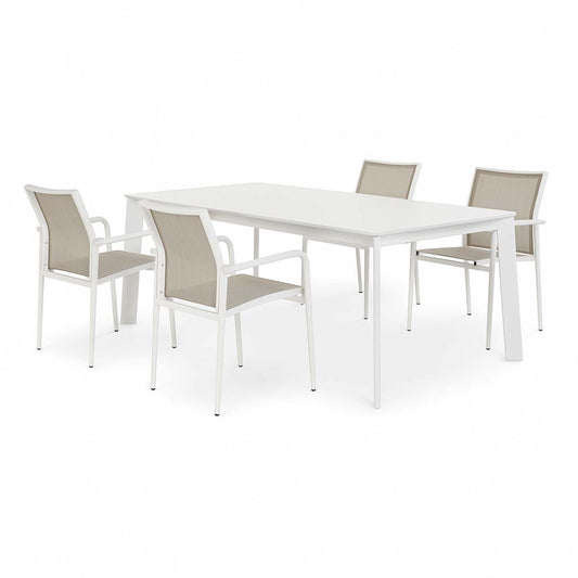 Set tavolo allungabile e 6 sedie bianco e grigio